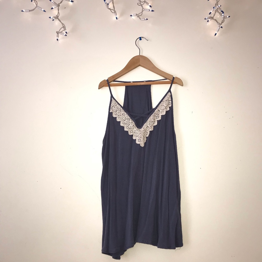 Women’s blue blouse short on the sleeves.
